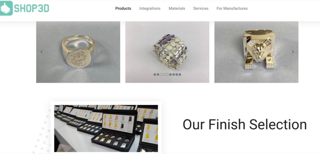 Shop3D jewelry print-on-demand supplier in the USA