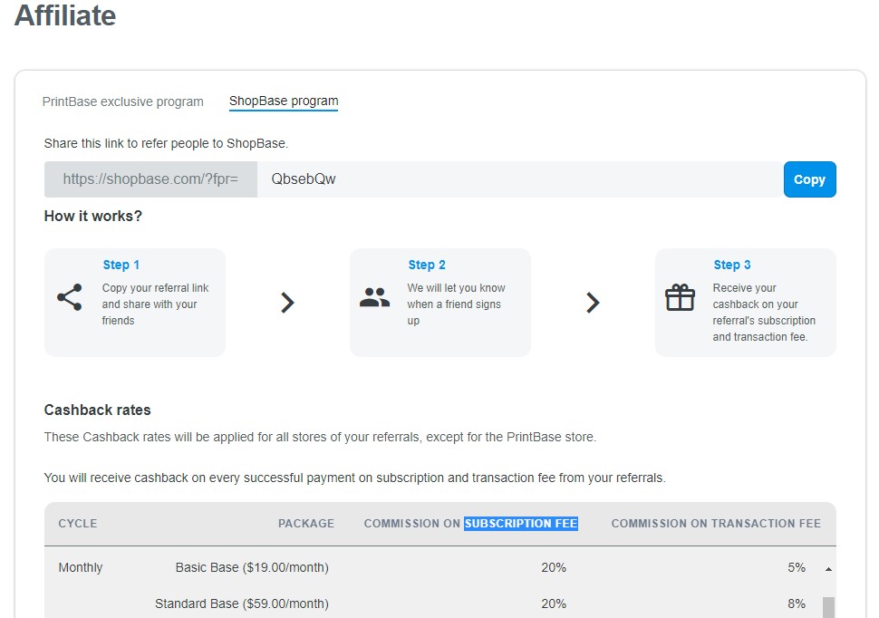 ShopBase affiliate program