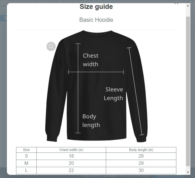 ShopBase Size Charts