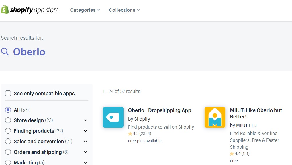 Shopify app store