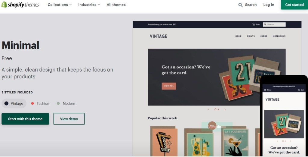 Shopify Minimal theme
