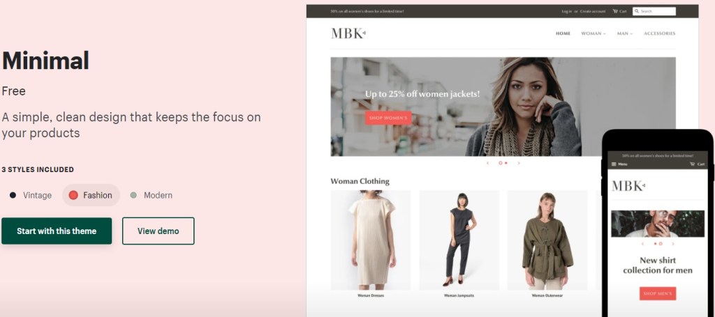 Shopify Minimal theme