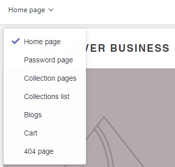 Shopify page dropdown menu
