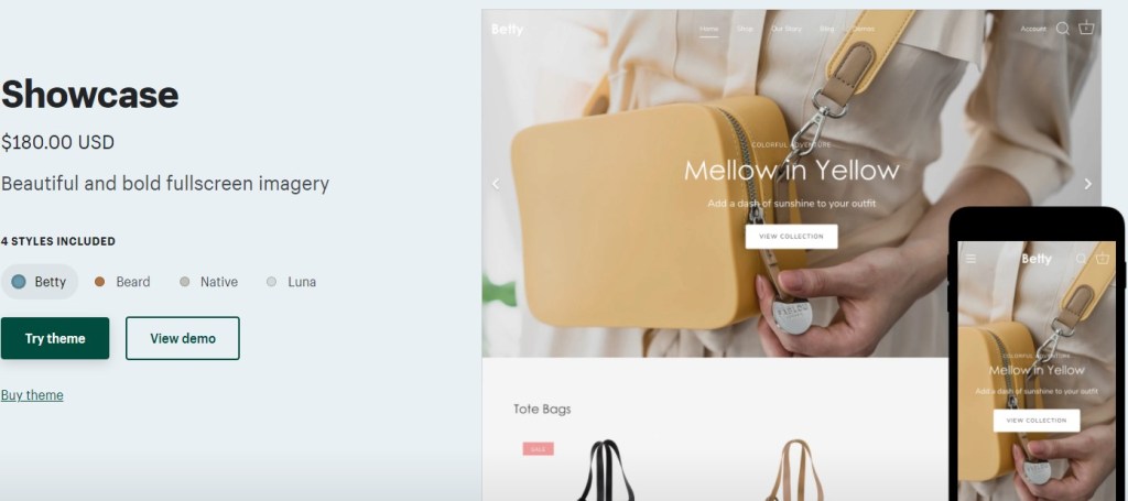 Shopify Showcase theme