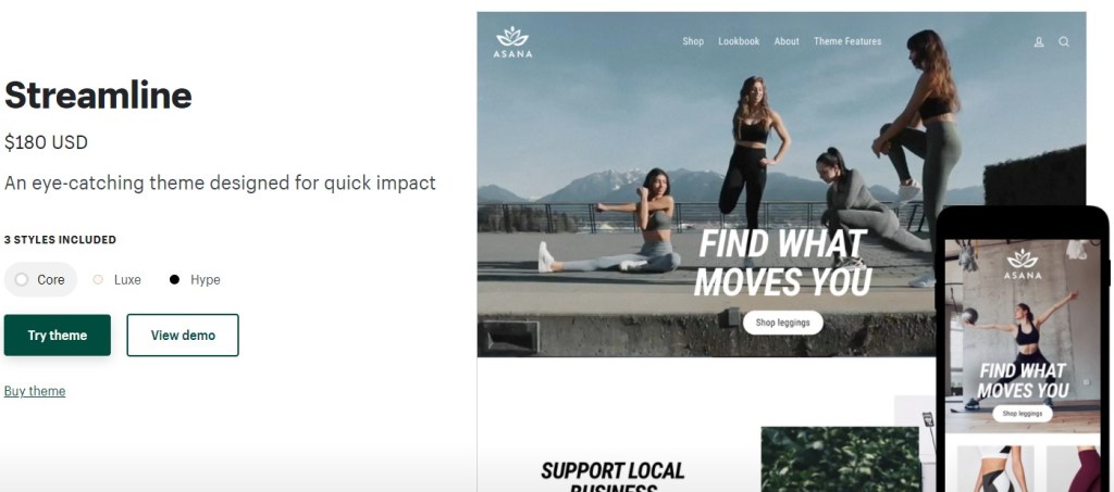 Shopify Streamline theme