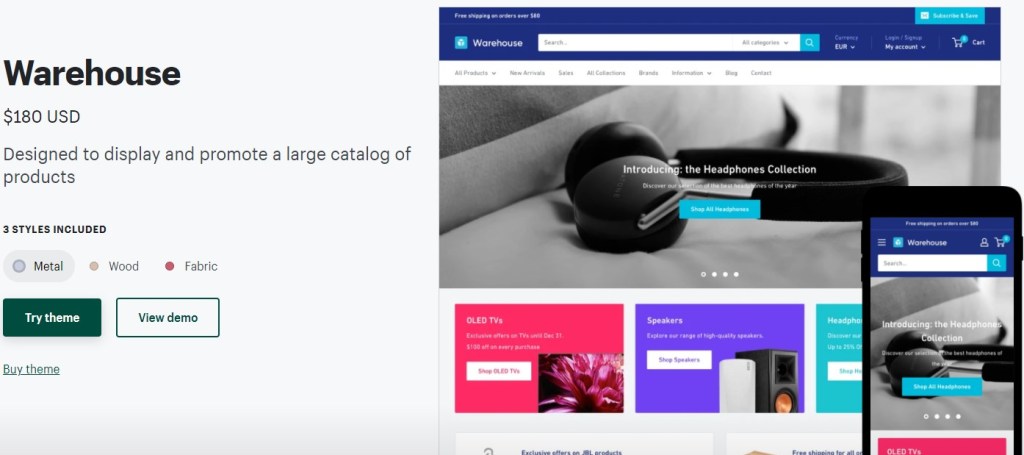 Shopify Warehouse theme