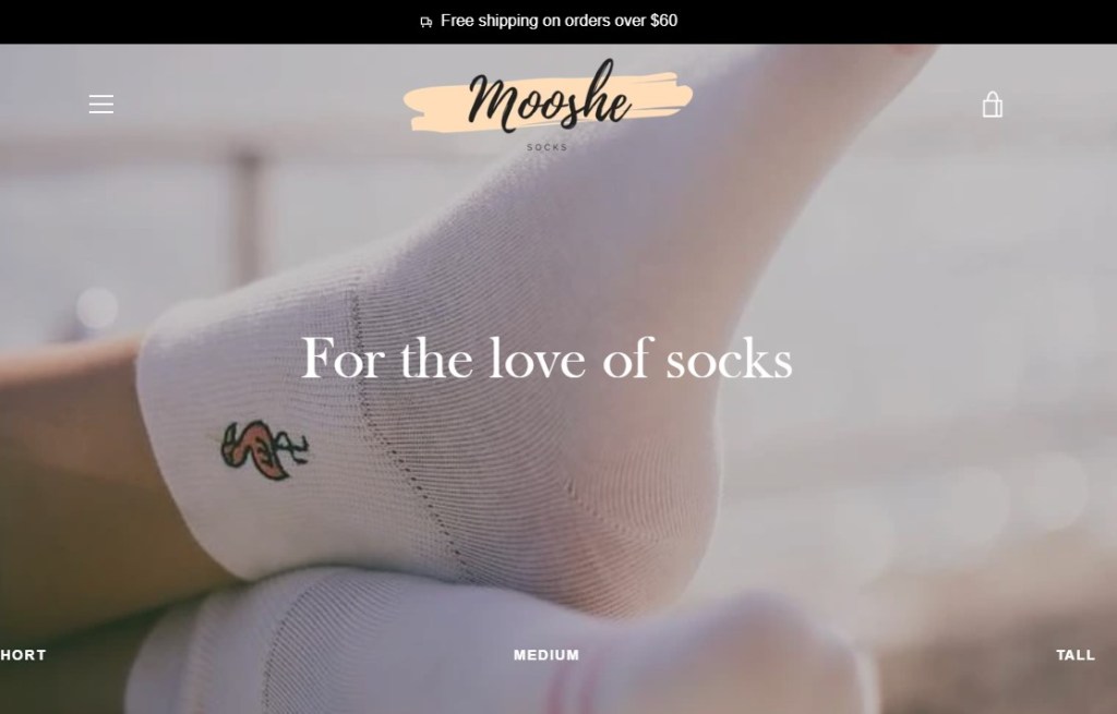 ShopMoosheSocks dropshipping store homepage