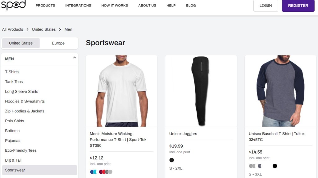 SPOD fitness gym clothing & athletic wear print-on-demand company