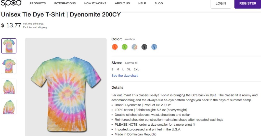 SPOD tie-dye print-on-demand company