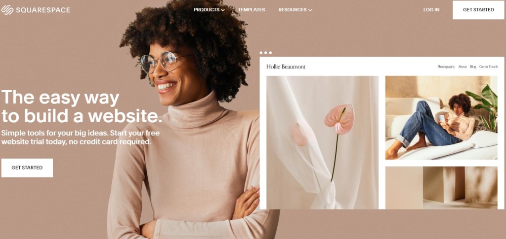 Squarespace blogging platform homepage