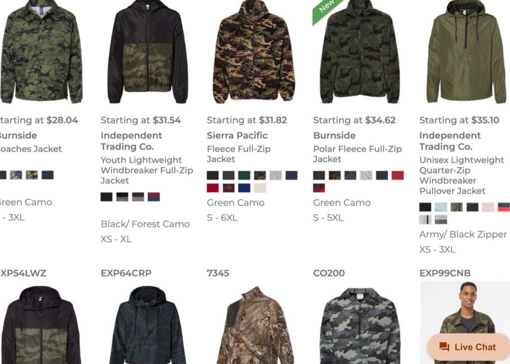 S&S Activewear wholesale camo jacket supplier