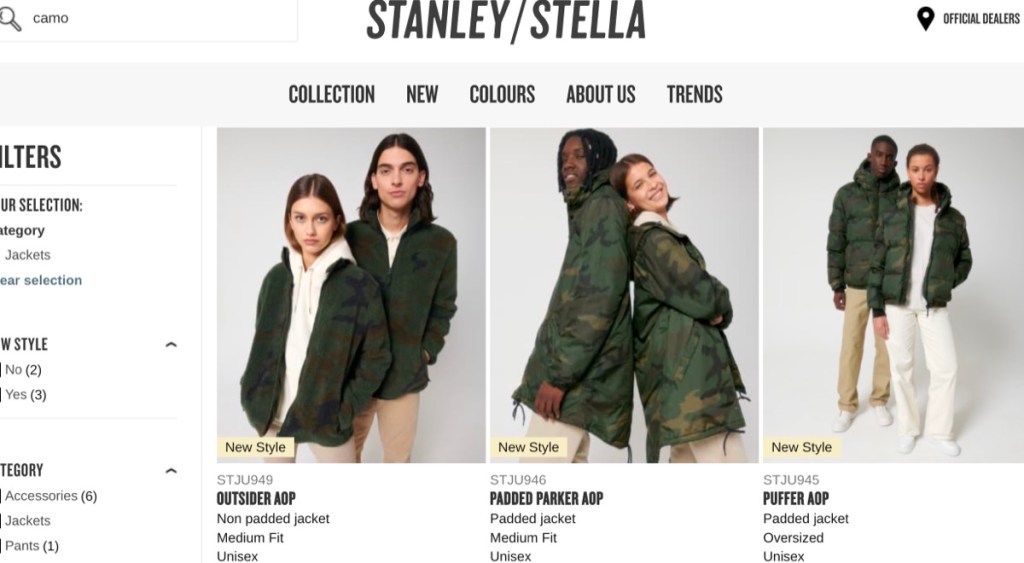 Stanley/Stella wholesale camo jacket supplier