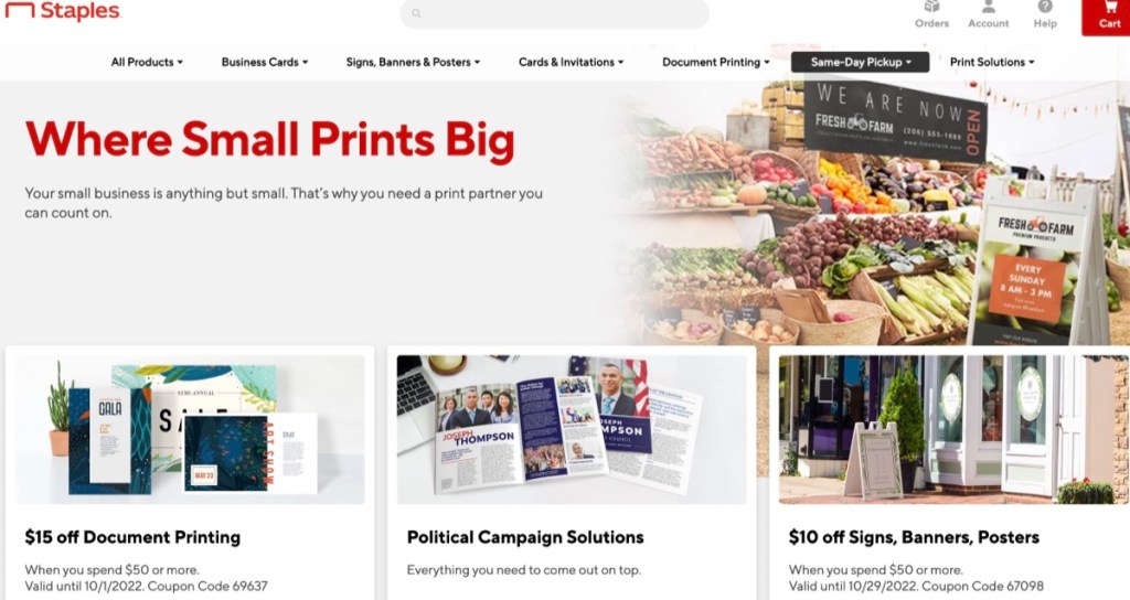 Staples USA online custom printing company & service