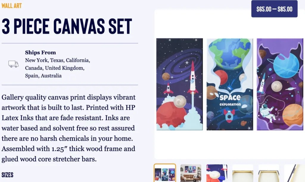 TeeLaunch canvas art print-on-demand supplier for Etsy