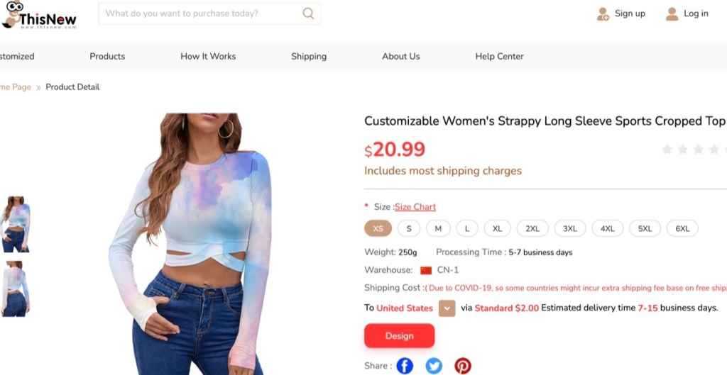 ThisNew crop top print-on-demand supplier