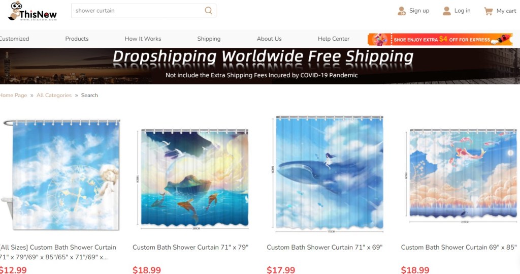 ThisNew shower curtain print-on-demand company