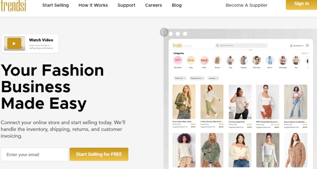Trendsi Store one of the easiest platforms to start dropshipping for beginners