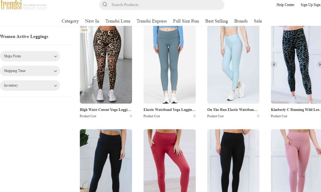 Trendsi yoga pants & fitness leggings dropshipping supplier