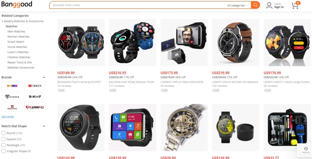 Watches dropshipping products on Banggood