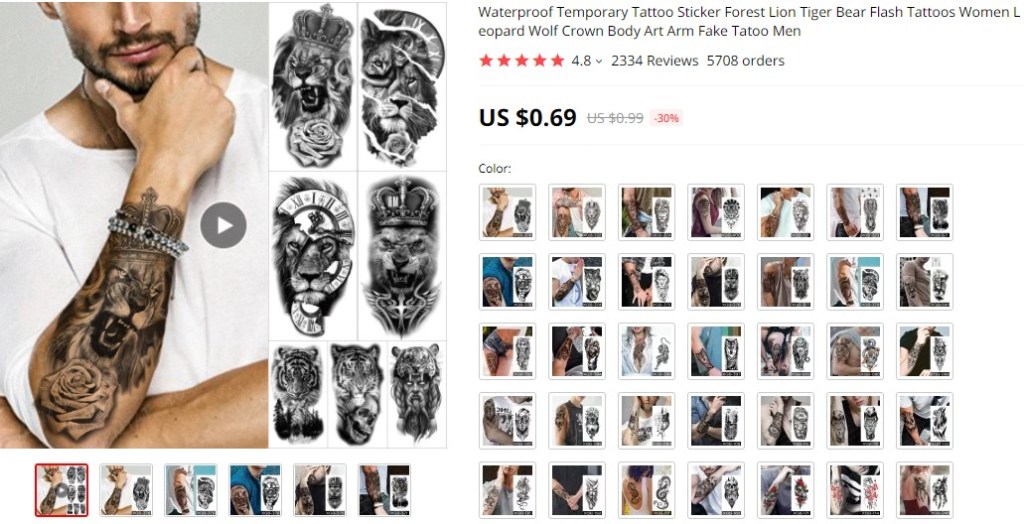 Waterproof tattoo stickers dropshipping product ideas