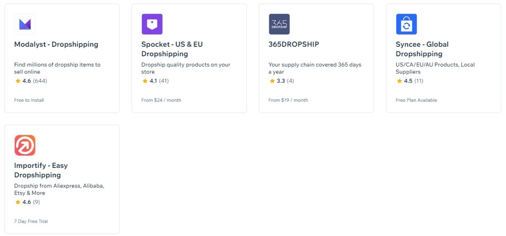 Wix dropshipping apps