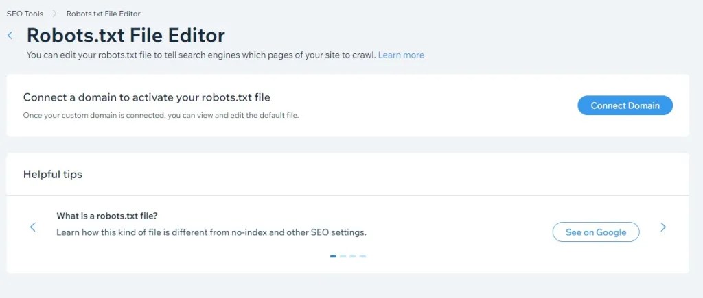 Wix Robots.txt file editor