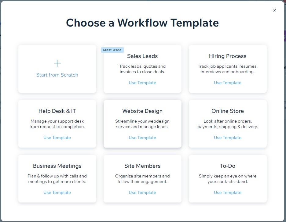 Wix workflow templates