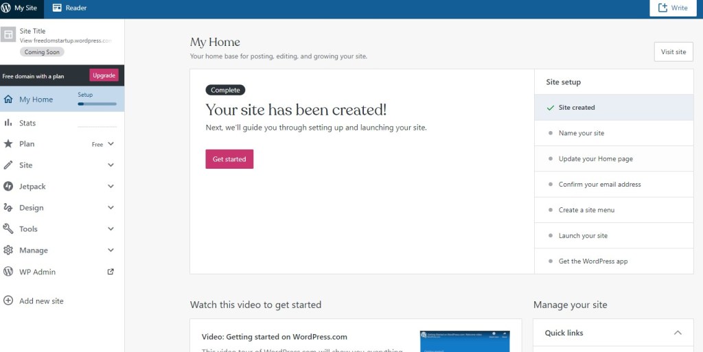 WordPress.com dashboard