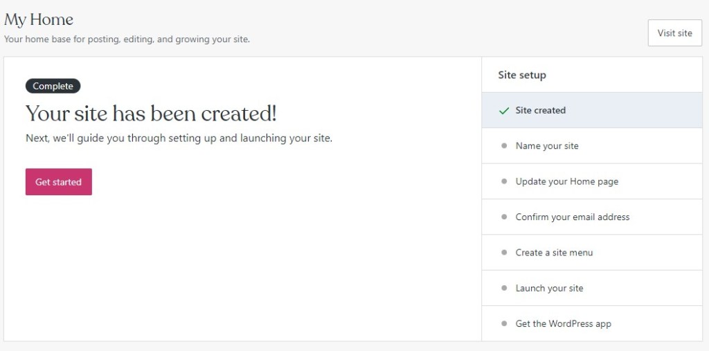 WordPress.com blog setup process