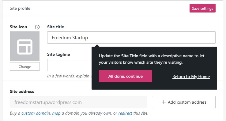 Update site title in WordPress.com