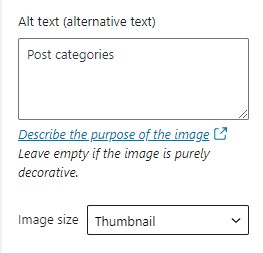 Wordpress image alt text settings