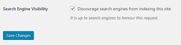 WordPress search engine visibility settings