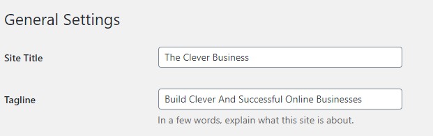 Wordpress site title and tagline