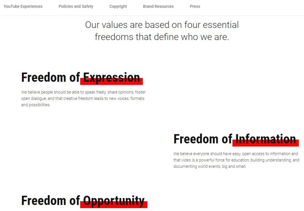 Youtube brand core values