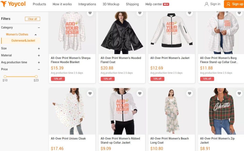 Yoycol coat & jacket print-on-demand company