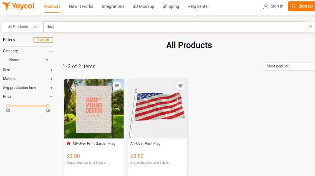 Yoycol flag print-on-demand company