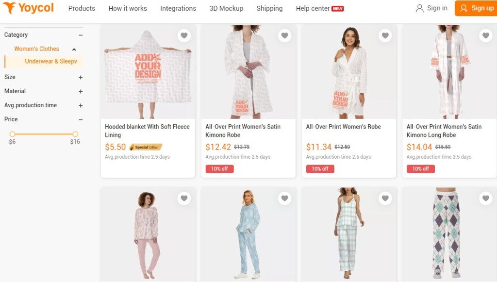 Yoycol kimono & robe print-on-demand company