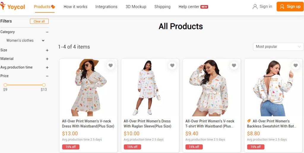 Yoycol plus-size clothing print-on-demand company