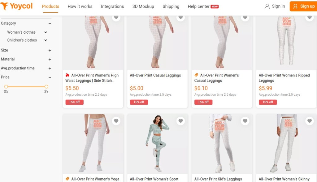 Yoycol yoga pant & legging print-on-demand company