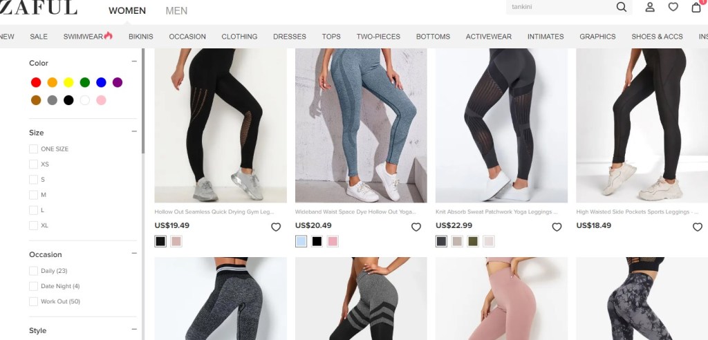 Zaful yoga pants & fitness leggings dropshipping supplier